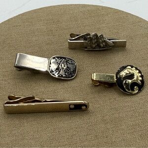 Mens set of 4 gold and Silver Nautical Tie Clips Set